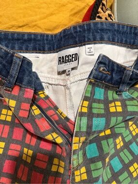 Ragged Slim Women’s Multicolor Patterned Jeans - Red, Yellow, Green